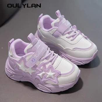 Girls Sports Shoes Spring Breathable Fashionable Sneakers Children Student Leather Small White Shoes PVC Casual Trendy Shoe 1