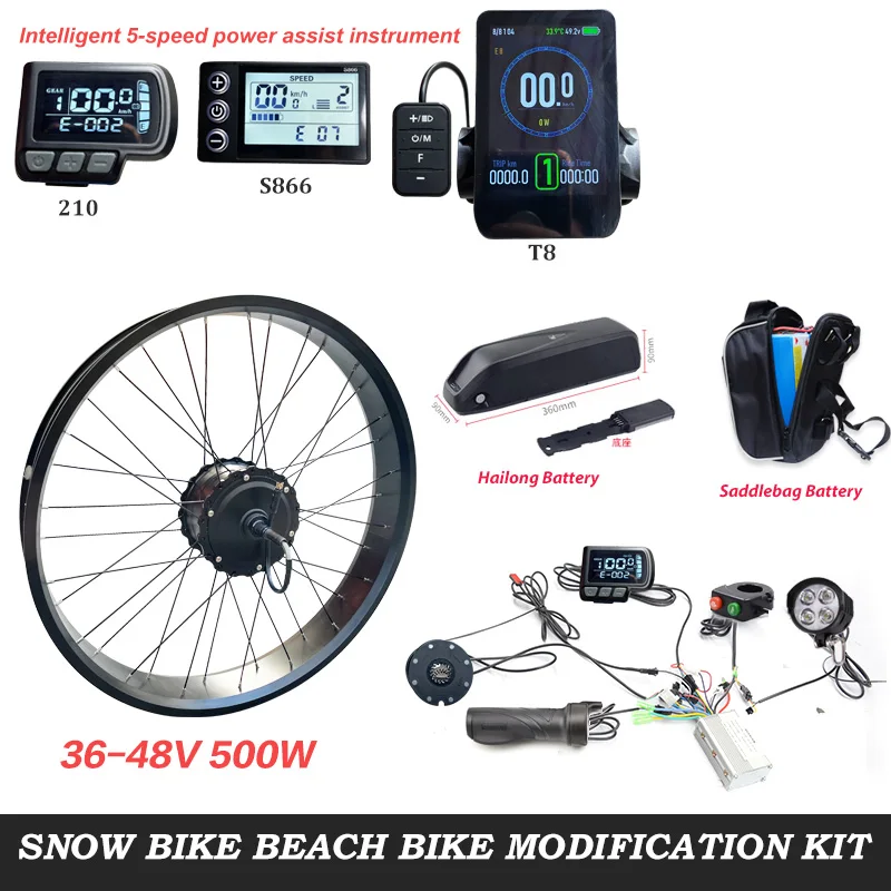 

48V 500W 1000W Electric Bike Conversion Kit E Bike Kit with Fatbike Ebike Brushless Gear Motor Wheel Bicycle 20'' 24'' 26''