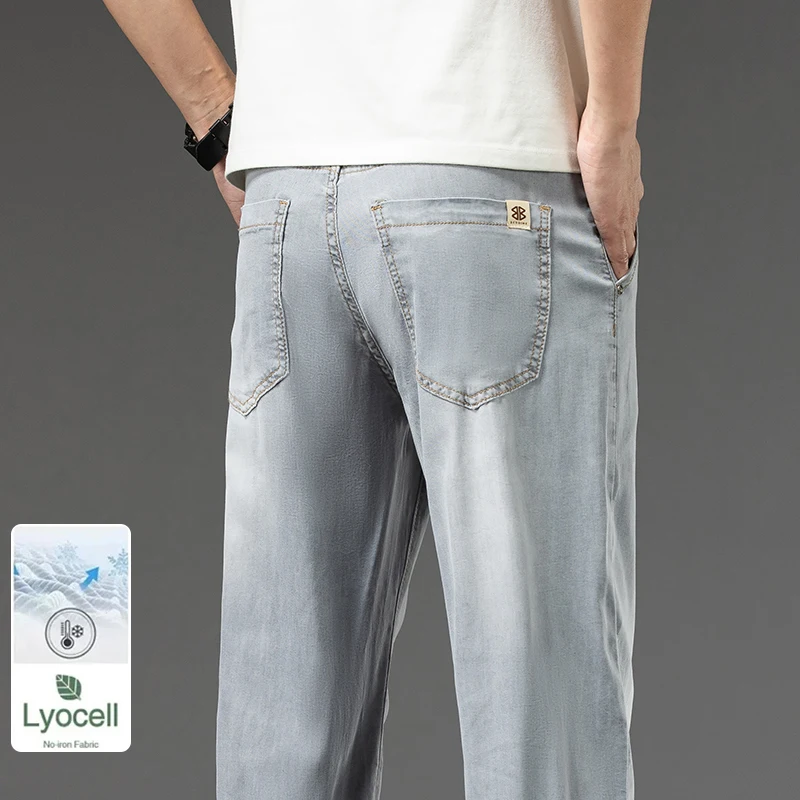 Riolio  New Lyocell Summer Thin Business Male Pants Jeans Men's High Waist Loose Comfortable Straight Elastic Denim Trousers main image 1