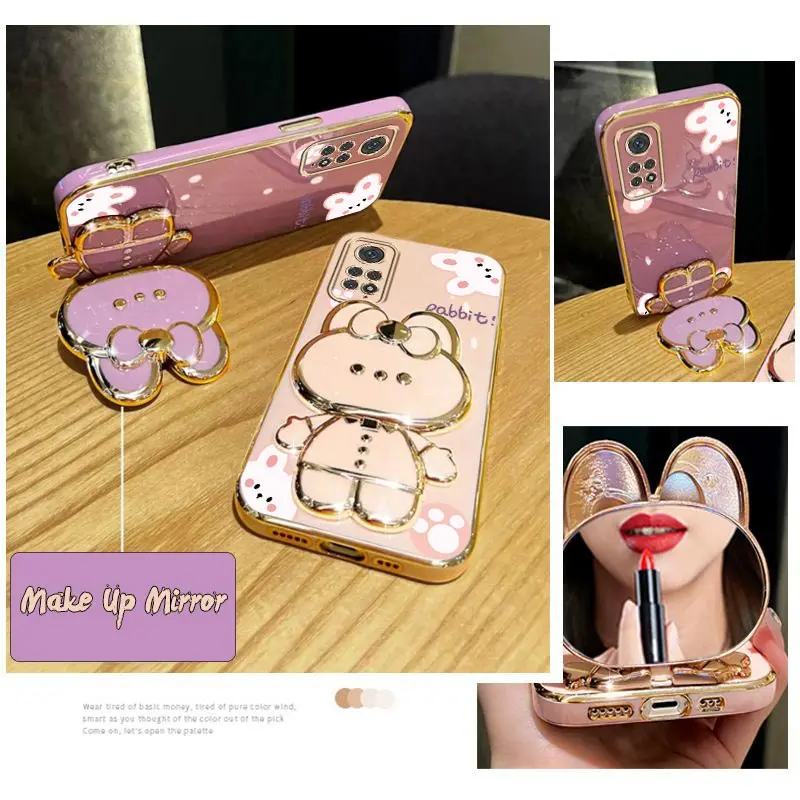 Diamond Wrist Strap Rabbit Phone Holder Case with Stand Cover
