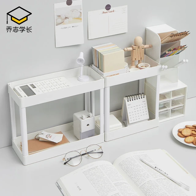 Hemoton Desktop Storage Rack Organizer Double-Layer Cosmetic Stationery  Storage Holder Table Sundries Display Shelf for Kitchen Bathroom Office  Dorm