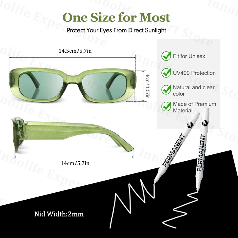 Wedding Sunglasses with Pens Customizable Party Sunglasses Retro Rectangle Bachelorette Birthday Decor 12-100Pcs