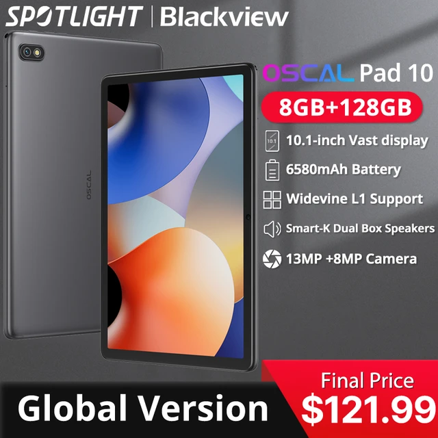 World Premiere】Blackview Oscal Pad 10 10.1'' Display 8GB 128GB 6580mAh  Widevine L1 13MP+8MP Camera Tablet Android 12 - AliExpress