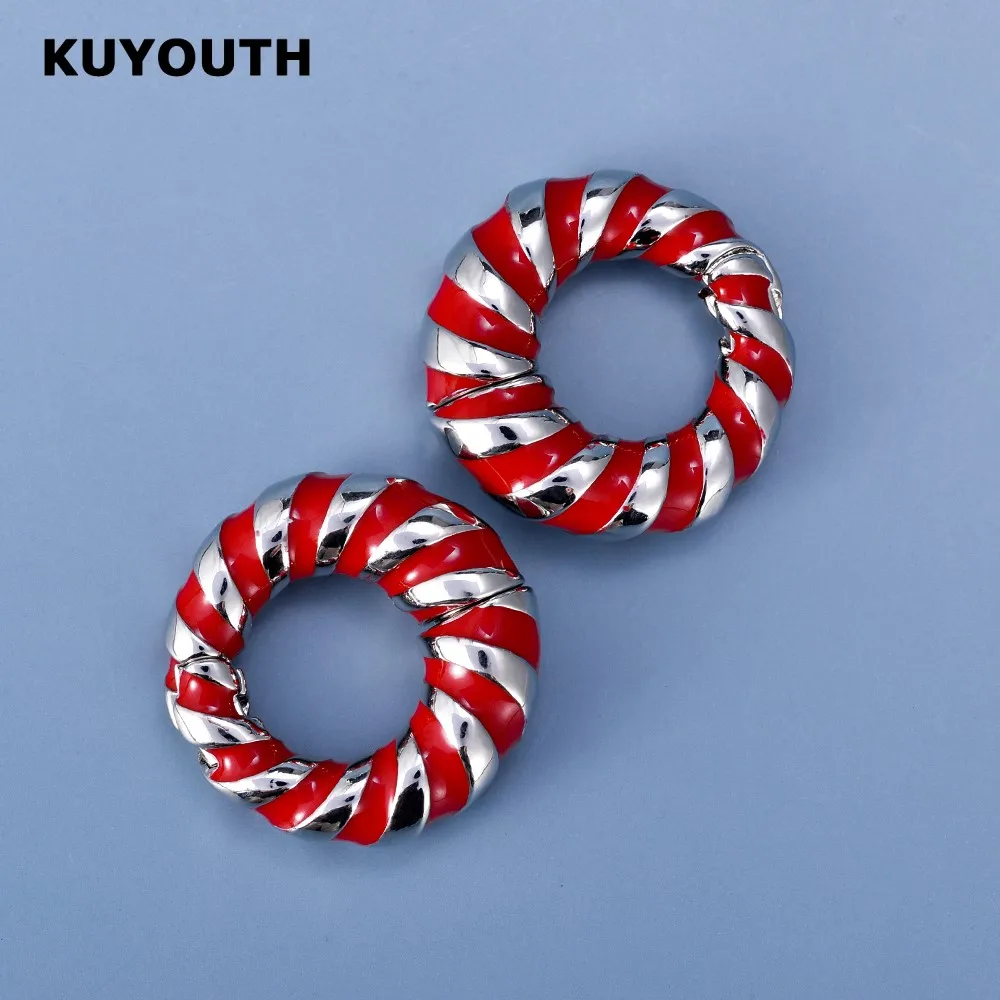 

KUYOUTH Latest Copper Christmas Red Twist Magnet Ear Weight Body Jewelry Piercing Earring Gauges Expanders Stretchers 6mm 2PCS