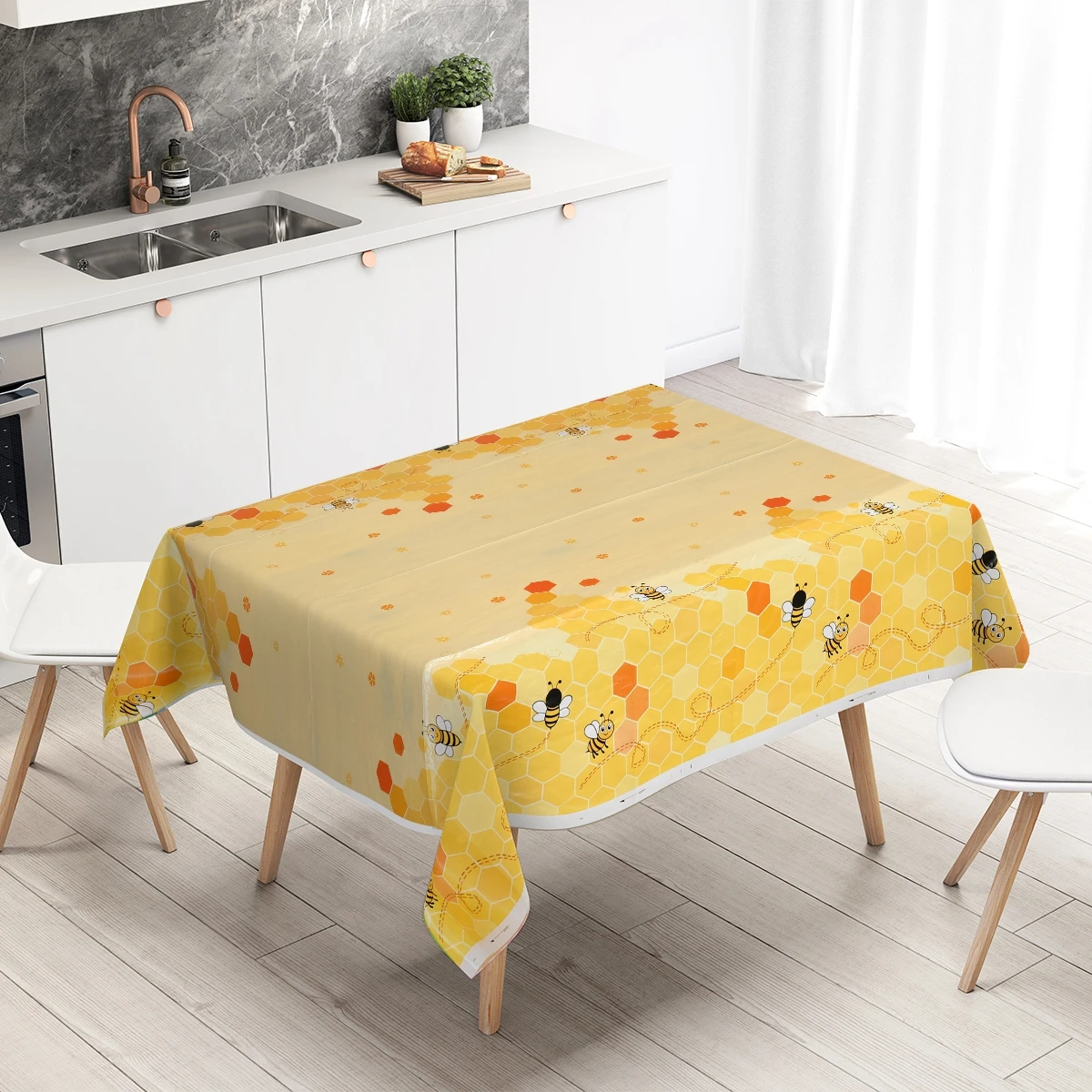 Bee Hive Theme PE Tablecloth Happy 1st Birthday Party Decorations Kids Kitchen Dining Table Cover Wedding Baby Shower Supplies 2