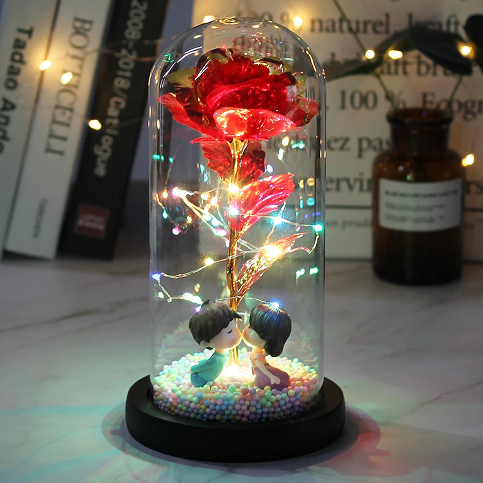 HOT LED ENCHANTED GALAXY ROSE ETERNAL BEAUTY AND THE BEAST ROSE WITH FAIRY LIGHTS