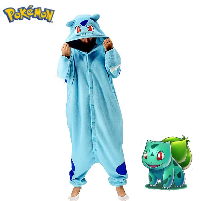 

Bulbasaur Onesie Pokemon Cosplay Costume Pajamas For Halloween Christmas One-Piece Kigurumi Full Body Pijama Anime Sleepwear