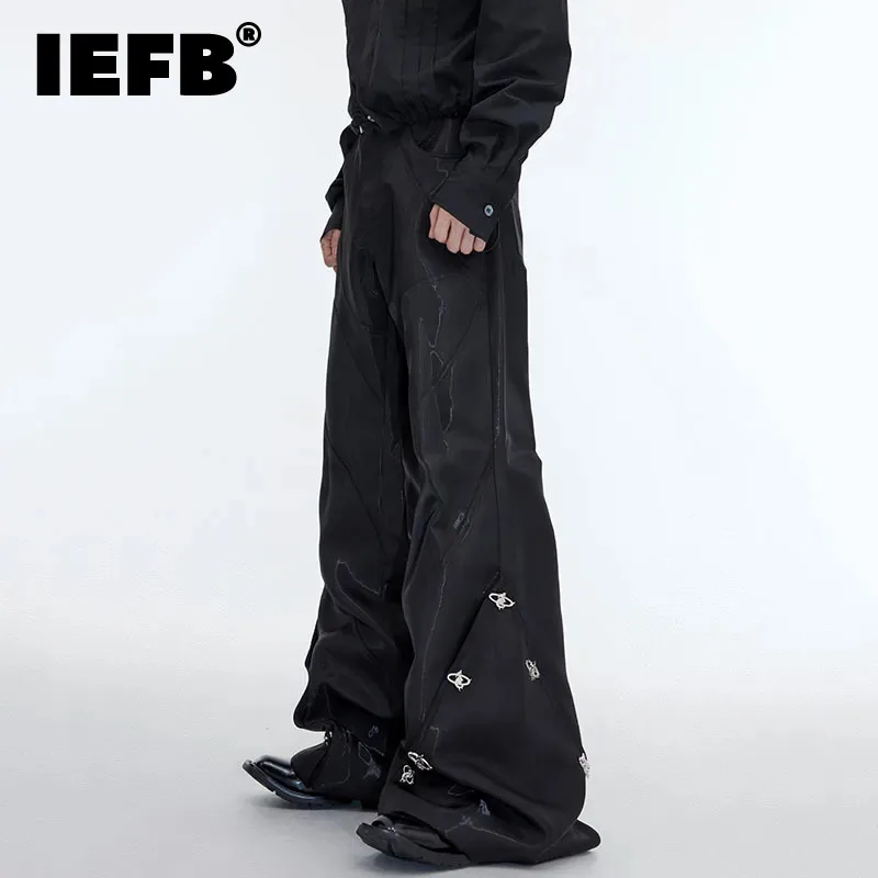 

IEFB Men Trousers Niche Design Bright Liquid Micro Flare Casual Pants Trend Male 2023 Autumn Fashion New Loose Streetwear 9C2738