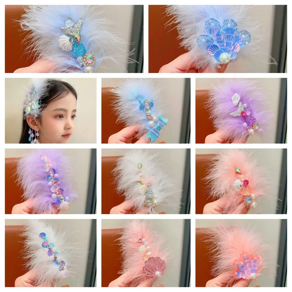 Pearl Children Sweet Hairpin Creative Side Clips Shell Feather Duckbill Clip Hair Accessories Headwear Lovely Barrettes Daily