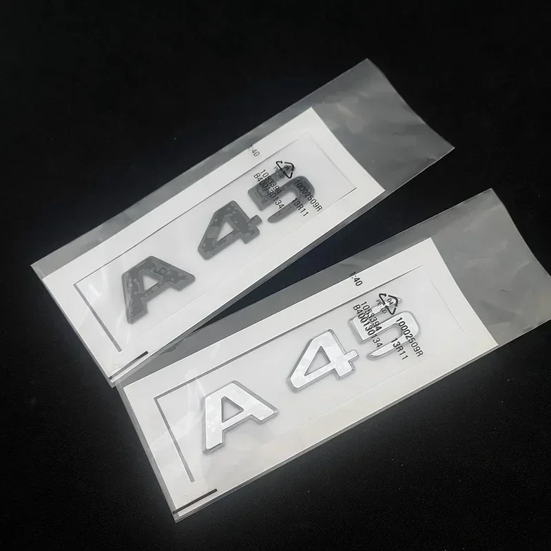 자동차 스티커 후면 트렁크 글자 배지 엠블럼 크롬 블랙 로고 3D 스티커, 메르세데스 A45 AMG W176 W177 14-16 자동차 액세서리