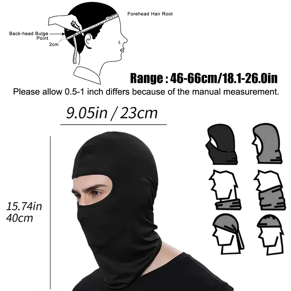 1Pcs Tactical Balaclava Face Mask UV Shield Summer Cooling Full Face Cover for Men Women Sun Hood Motorcycle Riding Outdoor