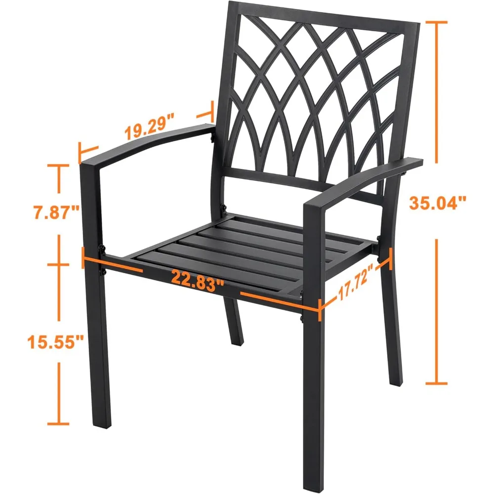 Patio Outdoor Dining Chairs Set of 2, Portable Patio Dining Chairs, Stackable Patio Chairs Metal Chairs for Backyard Lawn Deck 6