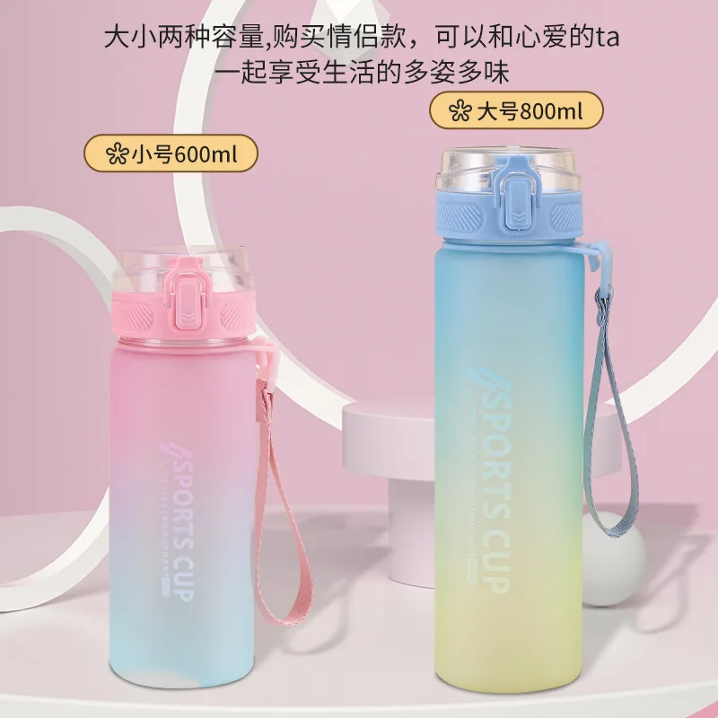 

Gradient Color Large Capacity Portable Plastic Water Cup Creative Straight Drinking Cup Men's and Women's Sports Cup