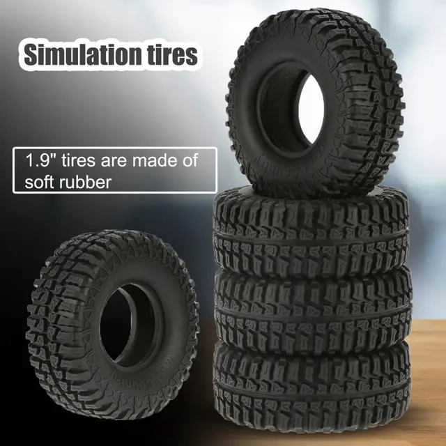 4Pcs Rubber Toy RC Car Crawler Tyre Anti-deformation Anti Rust Simulation Crawler Tyre for CC01 F350 SCX10 AX10 CR01 D90 D110 4