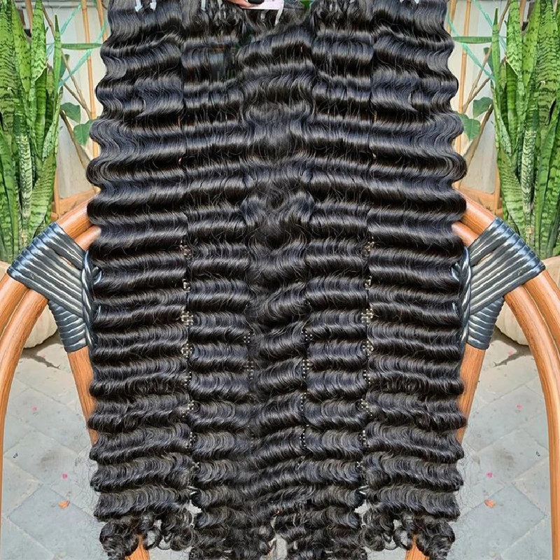 Vietnamese 12A Grade Human Hair Deep Wave Bundles Double Drawn Single Donor Raw Cuticle Aligned 100% Human Extensions For Women 4