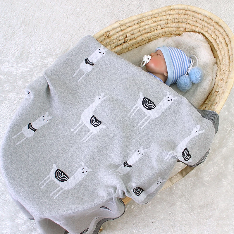 Baby Blanket Cotton Knitted Newborn Girls Boys Bed Quilt 100*80CM Infant Stroller Swaddle Cute Alpaca Plaid Crib Warm Sleepsack