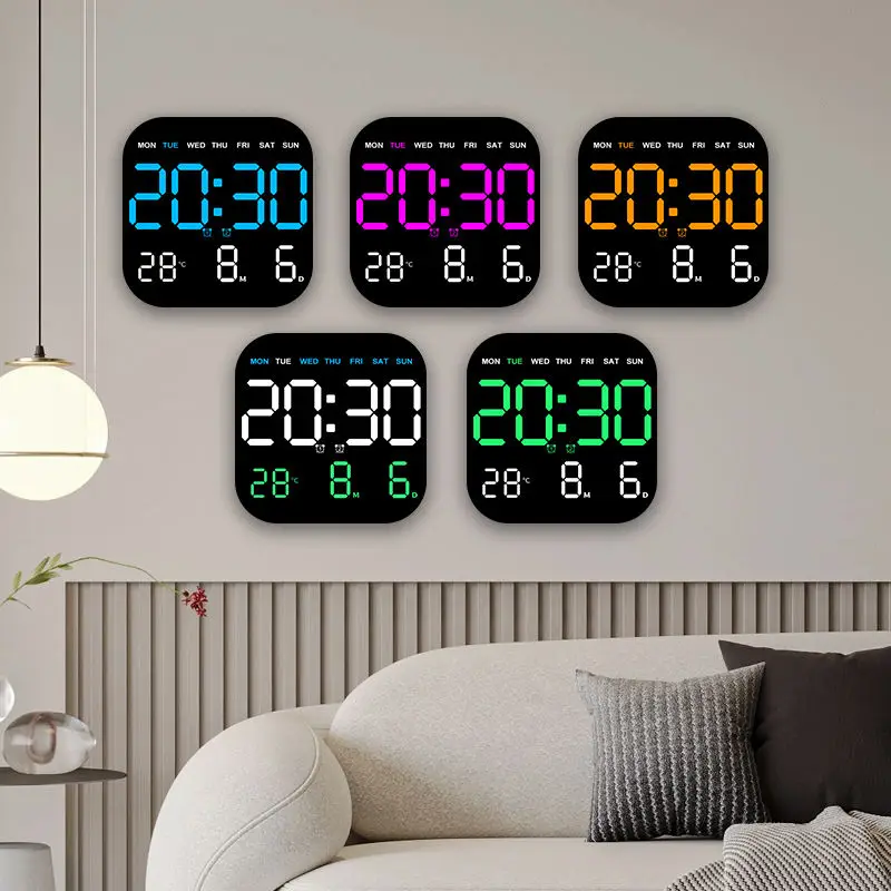 Enhanced LED Digital Wall Clock with Remote and Auto Dimming for Home and Office Spaces