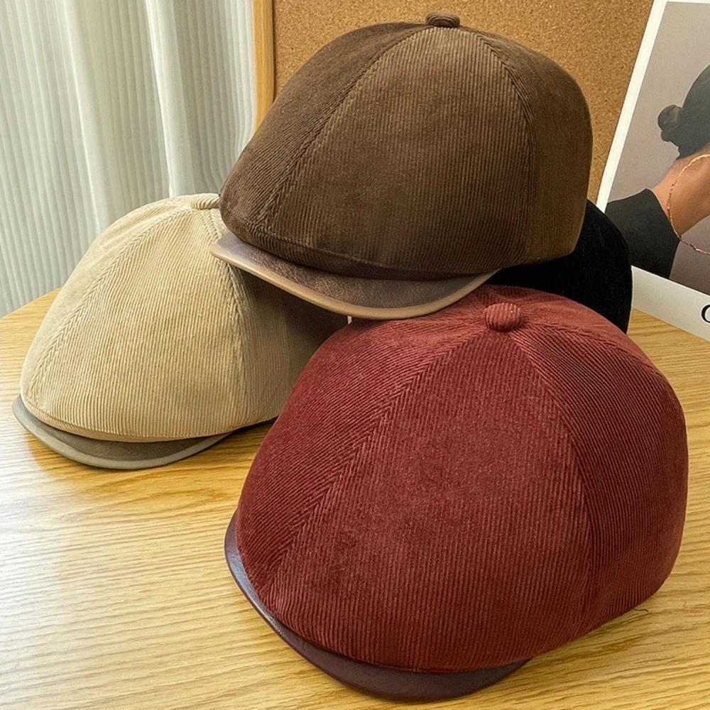 HT4873 Baskenmütze Mütze Männer Frauen Neue Frühling Herbst Winter Baskenmütze Hut Männlich Weiblich Cord Ivy Flache Kappe Retro Künstler Maler Herren Berets – Detail 8