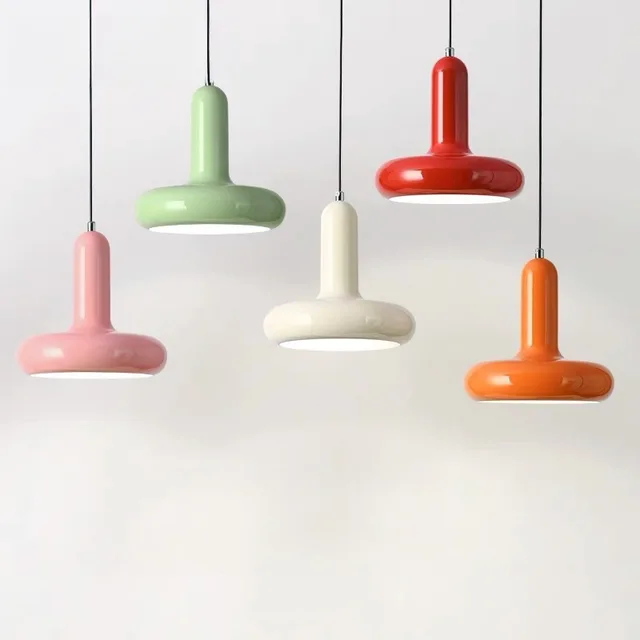 Bauhaus moderne Style crème chambre lampes de chevet nordique Macaron créatif Table à manger lampes de Bar design danois petit lustre 1