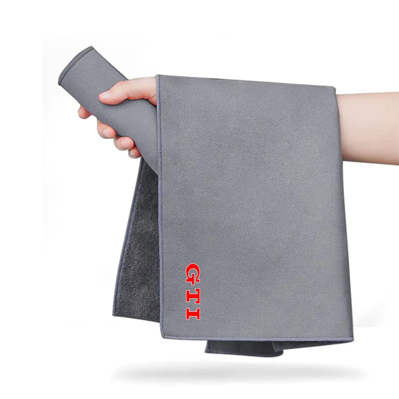 자동차 세척 타월 스웨이드 & 코랄 양면 타월 엠블럼 (폭스바겐 GTI 폴로 티구안 파사트 골프 제타 라비다 스코다 옥타비아용)