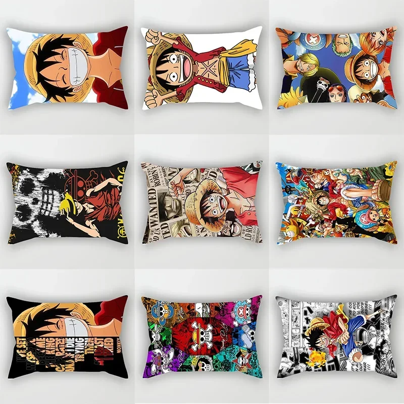 

Anime One Piece Luffy Pillow Covers Short Plush Velvet Rectangle Pillow Cases Room Decor Home Decoration Cushions Cover