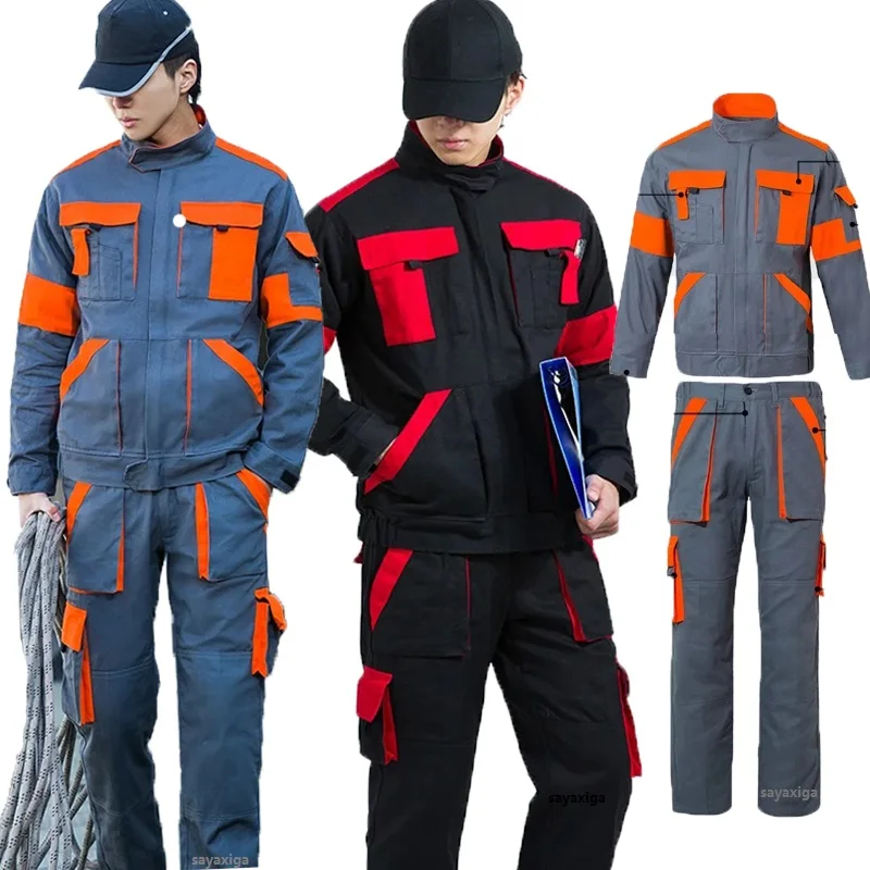 100% Cotton Uniform Men Working Clothing Welding Suit Jacket Pants