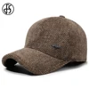 FS Trendy Brown Winter Baseball Cap For Men Vintage Thick Warm Women Earflaps Hats Outdoor Windproof Trucker Hat Casquette Homme
