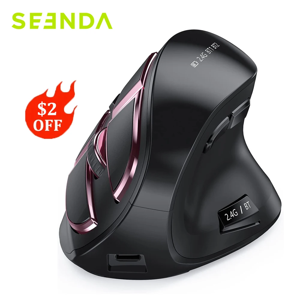 Seenda-mouse Vertical sem Fio Bluetooth 3.0 Recarregável 2.4g Usb Ergonômico para Tablet Laptop pc Mac Ipad