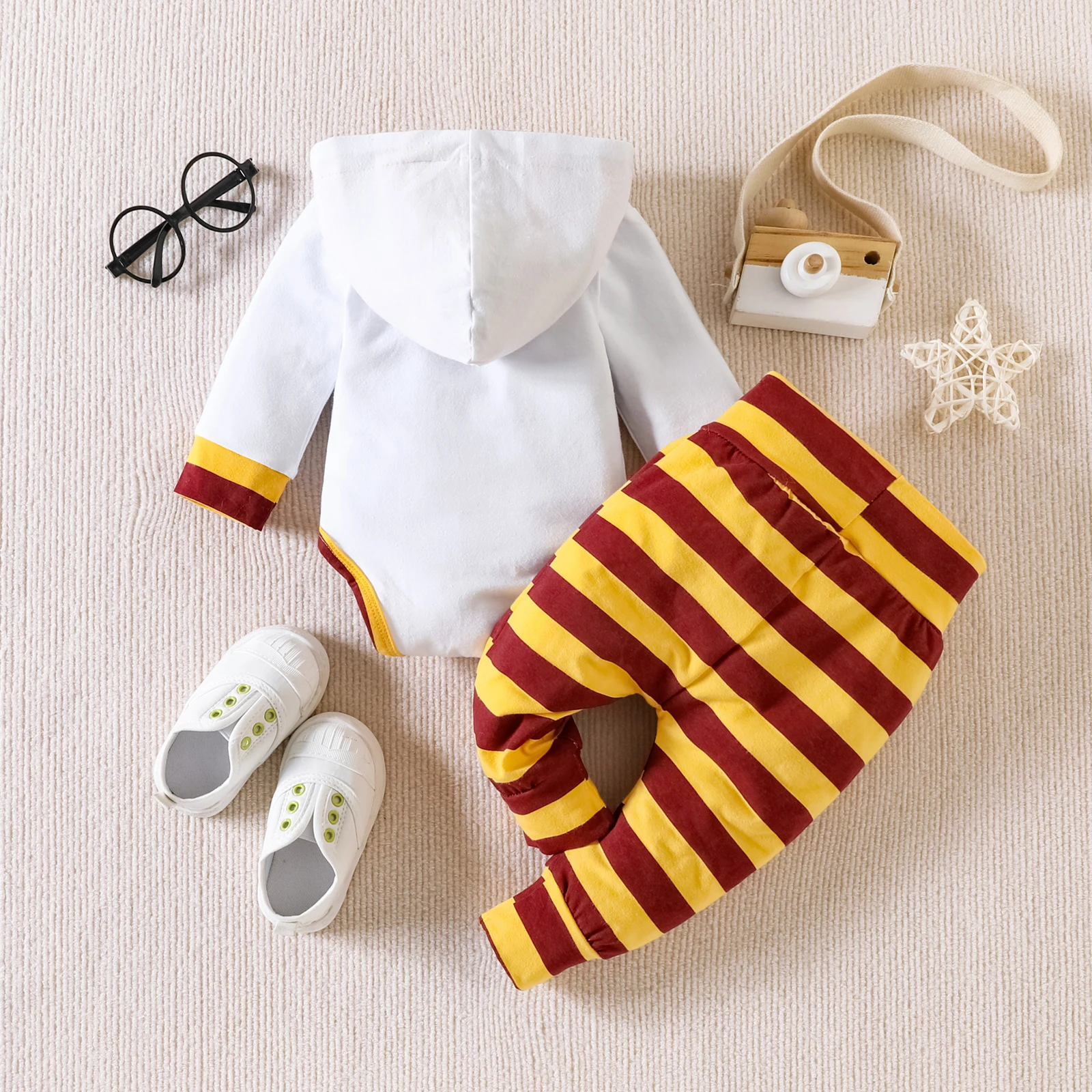 Children's Long-sleeved Hoodie Suit Top Striped Pants Crawling Cotton Clothes for Boys and Girls kids clothes set,two piece set,baby girl clothing set