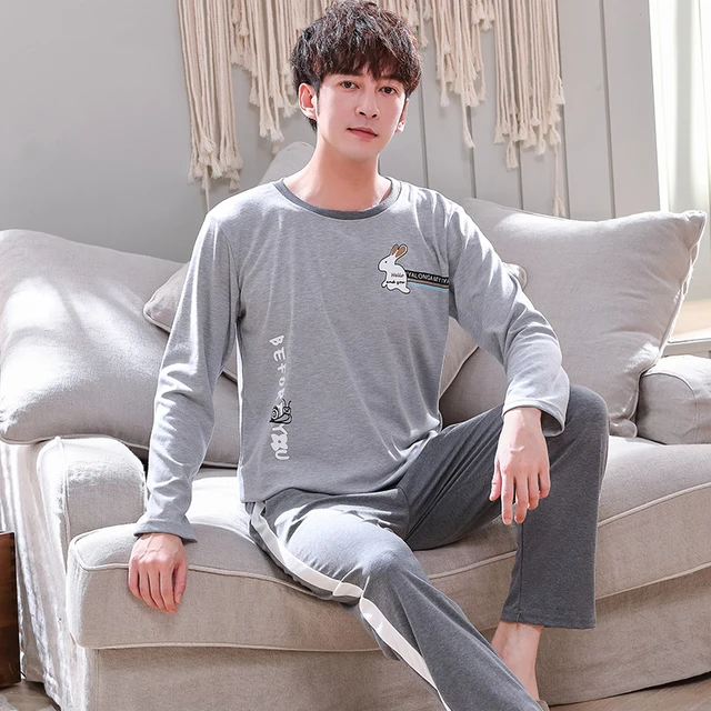 Mens Designer Pajamas for Men Sleepwear Set Pijama Set Long Sleeve Sleep  Tops Trousers Sleep Wear Autumn Men Cotton Pajama Set - AliExpress