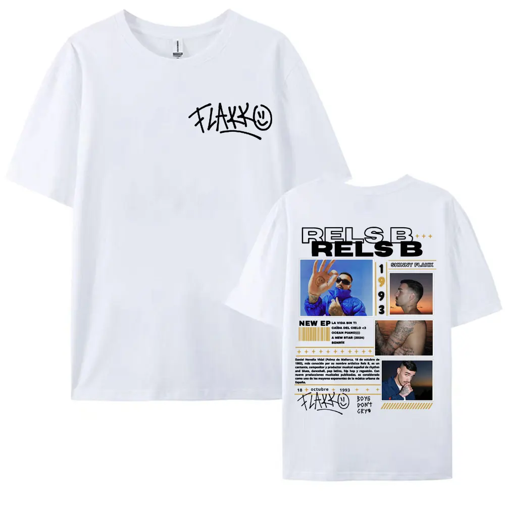 Rapper RELS B Skinny Flakk 2025 Tour T-shirt Men Clothing Fashion Hip Hop Punk Street Tshirts Unisex High Quality Cotton T Shirt 4