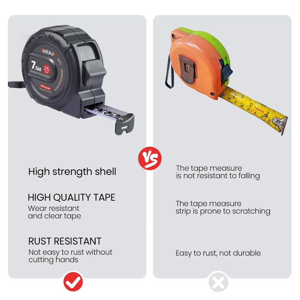 Tape Measure 3m/5m/7.5m Ft/Metric High Precision Wear-resistant Easy Read Measuring Home Site Construction