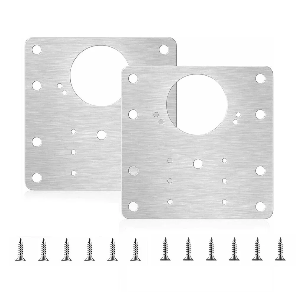 Repair Kit Hinge Plate Stainless Steel 2/4/10 Pcs 9cm*9cm Drawer Fixing Screws For Cabinet Rust Resistant Practical