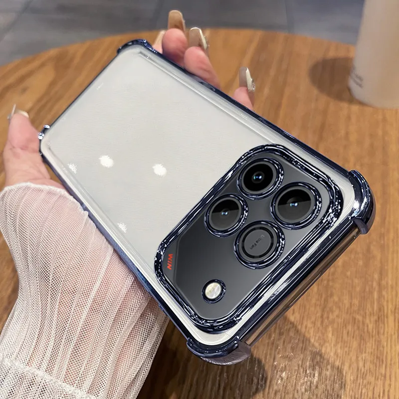 Enhanced Plating Lens Protection Film Case with Four-Corner Anti-Shock Bumper