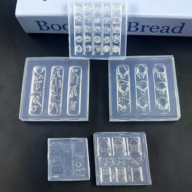 1Pcs 실리콘 보우 네일 아트 몰드 장미 꽃 꽃다발 스타일 높은 투명도 3D 네일 장식 네일 참 DIY 매니큐어 몰드