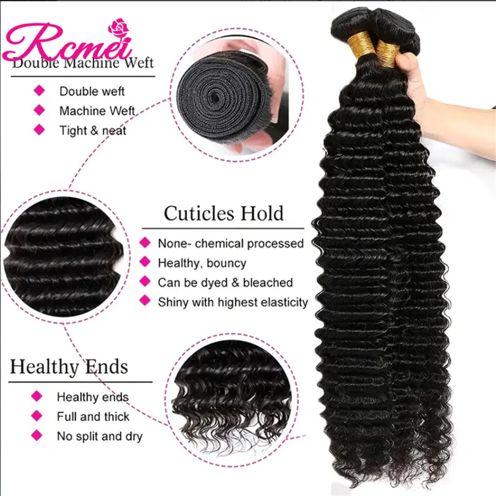 Deep Wave Bundles 26 32 Inch 100% Human Hair Bundles 10A Brazilian Hair Weaving Deep Wave Remy Extensions For Black Women