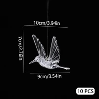 10Pcs Transparent Acrylic Hummingbird Pendant Ornaments Clear Mini Bird Animal Hanging Ornaments for Home Decoration Accessories 2