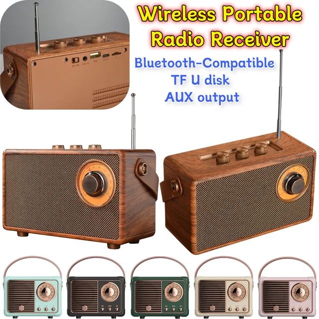 Retro Fm Radio Support U Disk/insert Tf Card Creative Portable Radio Receiver Wireless Small Speaker for Outdoor Travel Camping