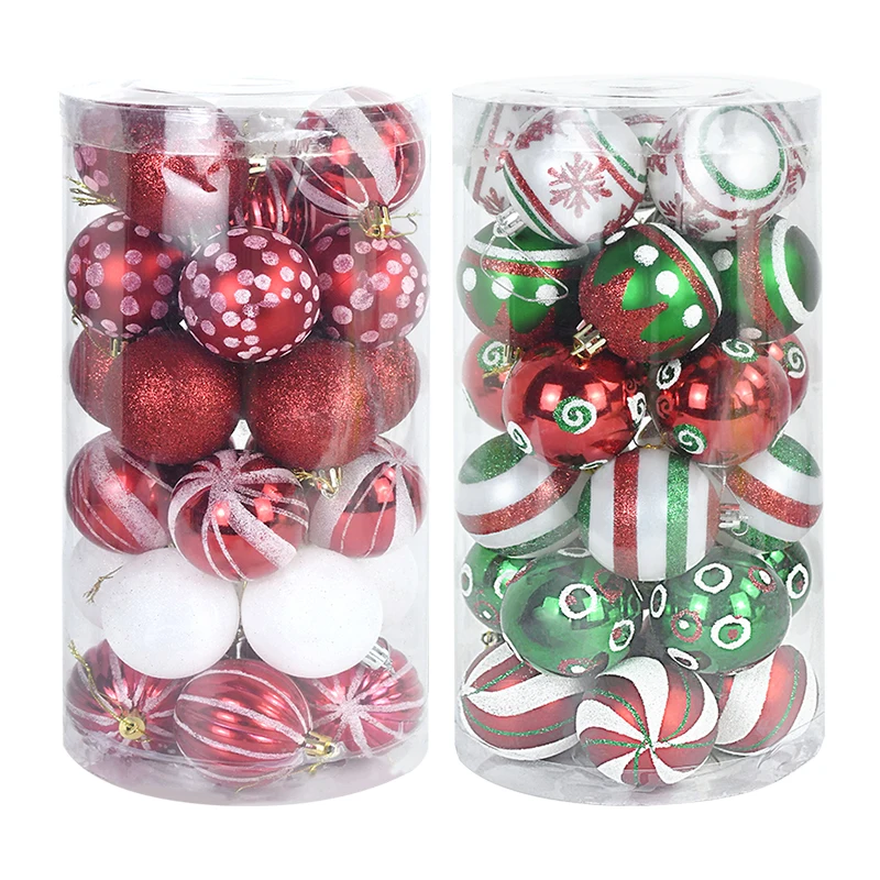

30Pcs 6cm Christmas Plastic Ball Xmas Tree Baubles Hanging Ornament 2024 New Year Party Decoration Christmas Gift Navidad