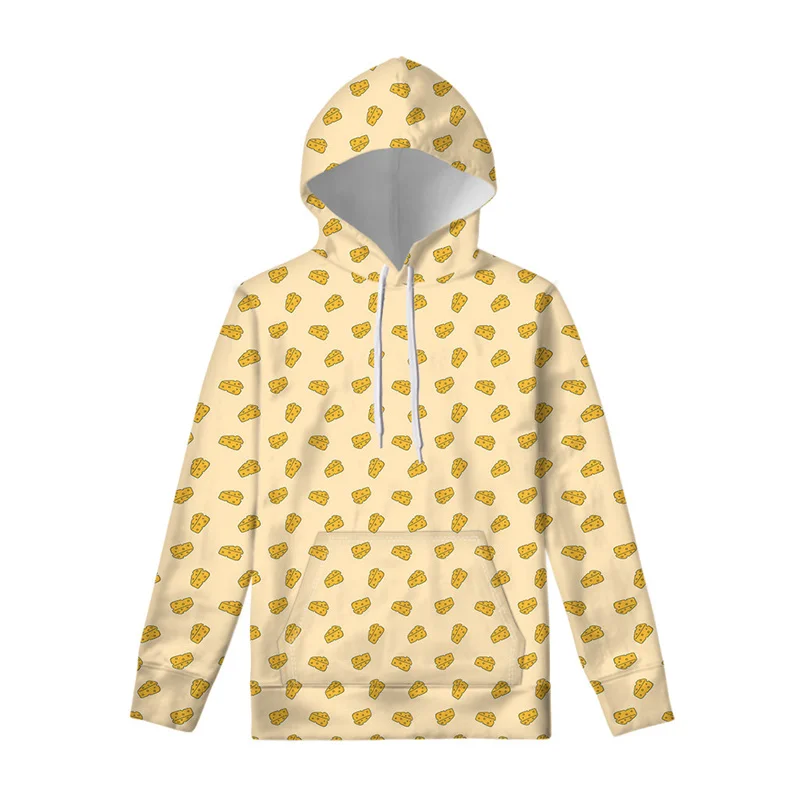 thumbnail image 1 of Sudadera con capucha con estampado 3D de queso de dibujos animados para hombres, ropa para niños, sudadera fresca de primavera y otoño, jersey de manga larga, sudaderas casuales con capucha, 1 of 5