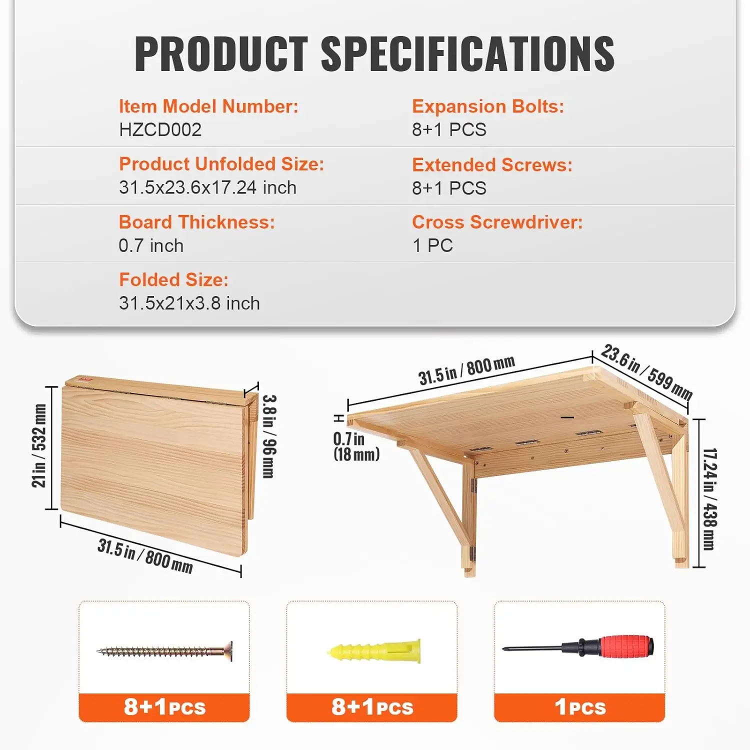 Wall Mounted Folding Table, Wall Mounted Drop Leaf Tables, Solid Wood Floating Desk for Dining, Laundry Room, Office 3