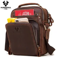 HUMERPAUL sac à bandoulière en cuir véritable pour hommes sacs croisés Vintage grande capacité mâle messager sac fourre-tout voyage Bolso Hombres 1