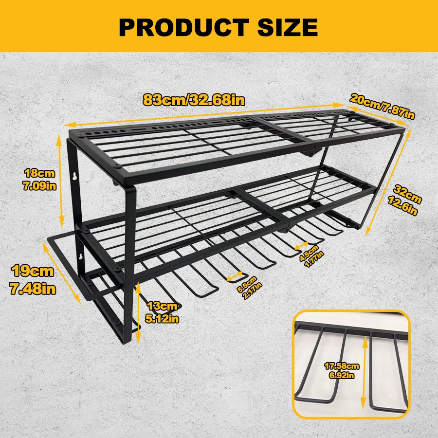Tool Organizer Shelf-Pegboard Hook System For Cordless Drill Racks Garage Tool Storage & Workspace Efficiency Tool Wall Panels. - 5