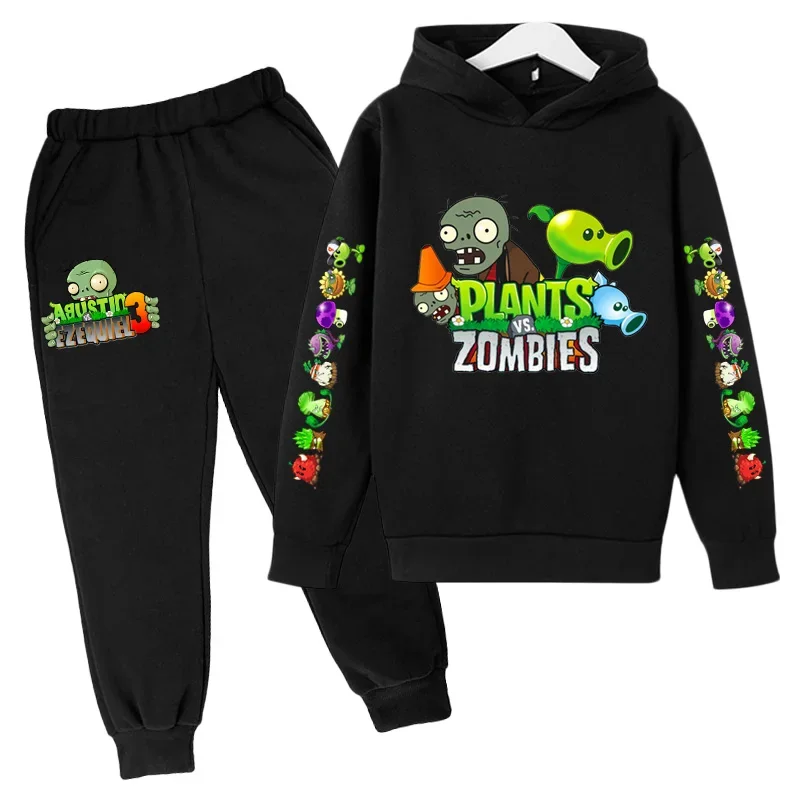 New Cartoon Plants vs. Zombie Clothing Autumn And Winter Children'S Clothes Long-Sleeved Suit Kids Sportswear Hoodie Costume Set 2