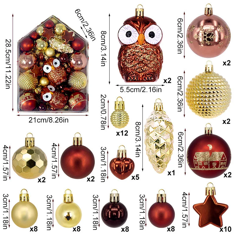 thumbnail image 1 of 72 piezas de bolas de Navidad para colgar en el árbol de Navidad, adornos colgantes de color rosa, azul, rojo y dorado para Navidad, 1 of 5