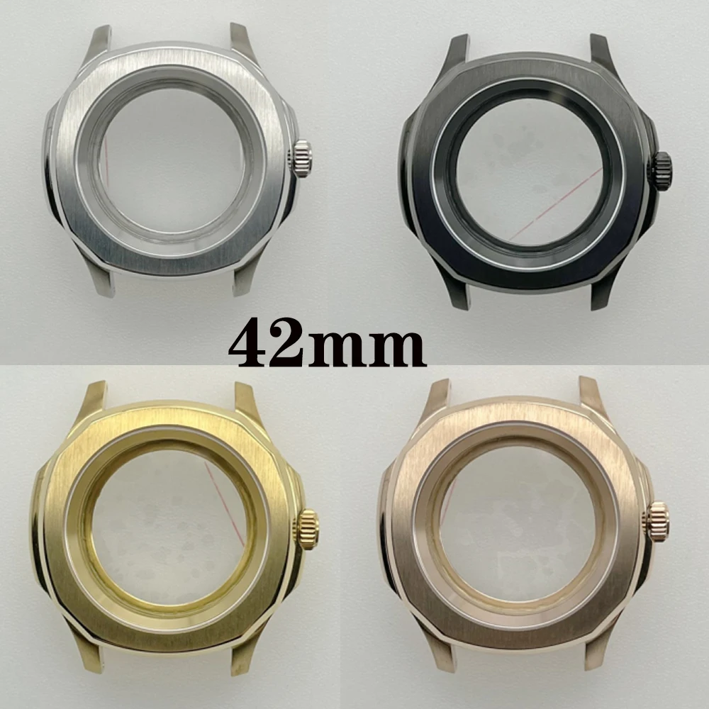 

New 316L Stainless Steel Brushed and Polished Band Strap Watch Case 42mm for NH35/NH36/4R36A/4R35A Movement Sapphire Glass Case