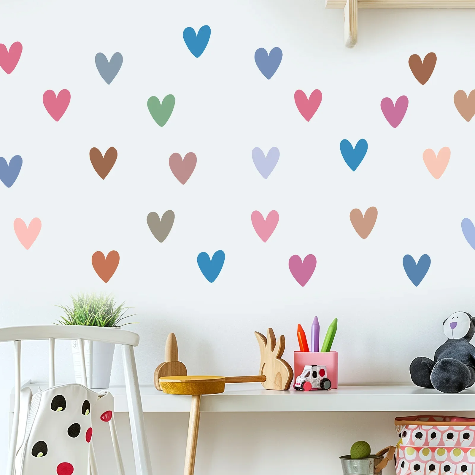 جديد ملون القلب DIY ملصقات جدار للإزالة غرفة نوم غرفة المعيشة ديكور الاكريليك مجلس المواد مزيج من الحب مجانا