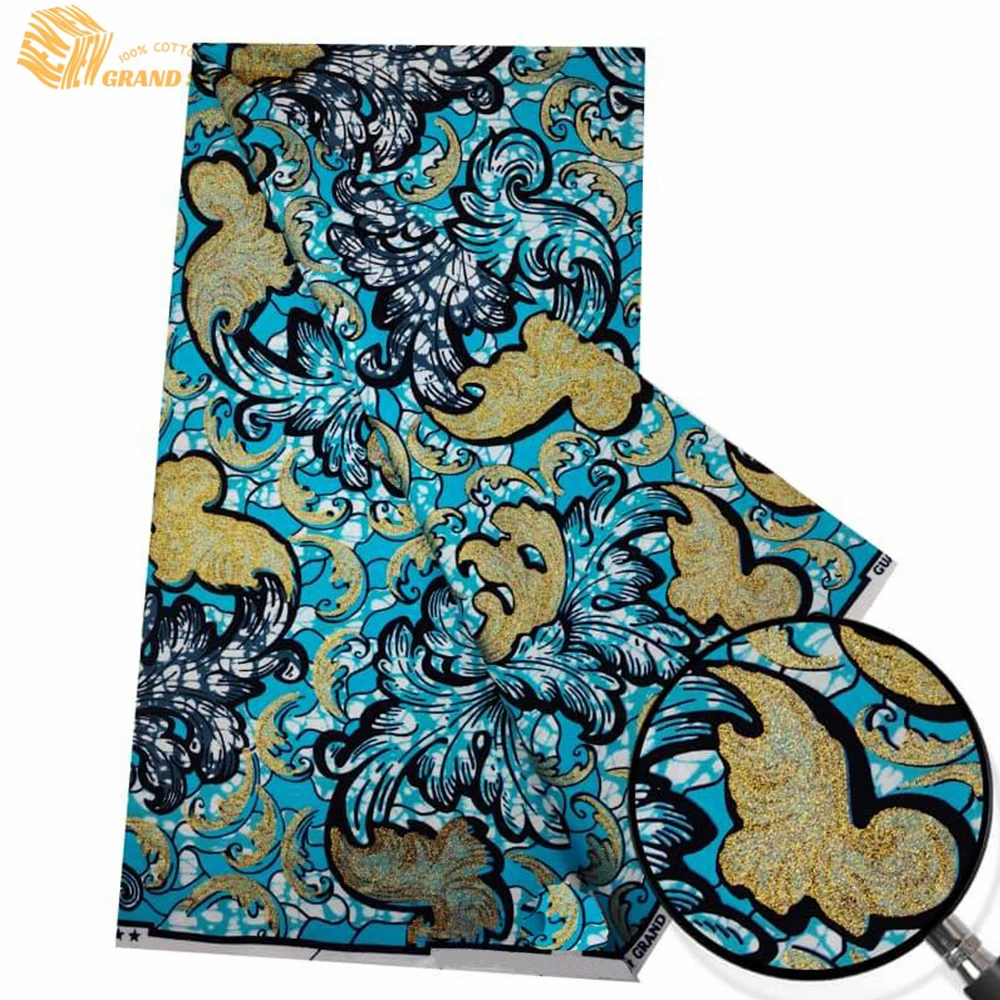 

Grand Super Fabric 100% Cotton African Wax Fabric High Quality Wax Print Ankara Fabric For Sewing 6yards Women Fabric VLS2052