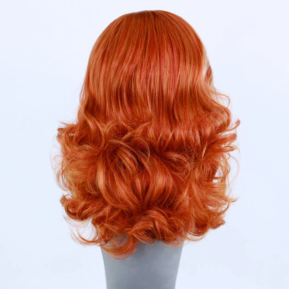 Short Deep Wave Bob Wig 13X4 Synthetic Lace Front Wig for Women Ginger Hair Short Body Wave Cosplay Orange Highlights