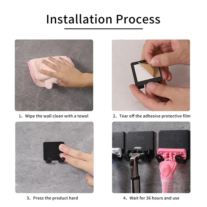 2/3PCS Punch Free Shaving Razor Holder Men Shaving Shaver Storage Hook Wall Shelf Bathroom Razor Rack Wall Kitchen Accessories 4